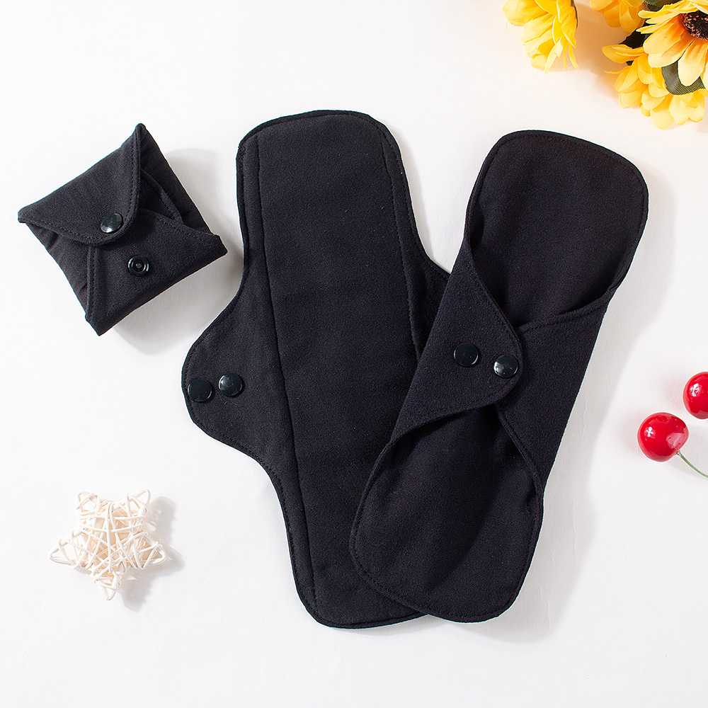 Cloth Pad Reusable - 1pc Zwart Puur Katoen Maandverband Dames